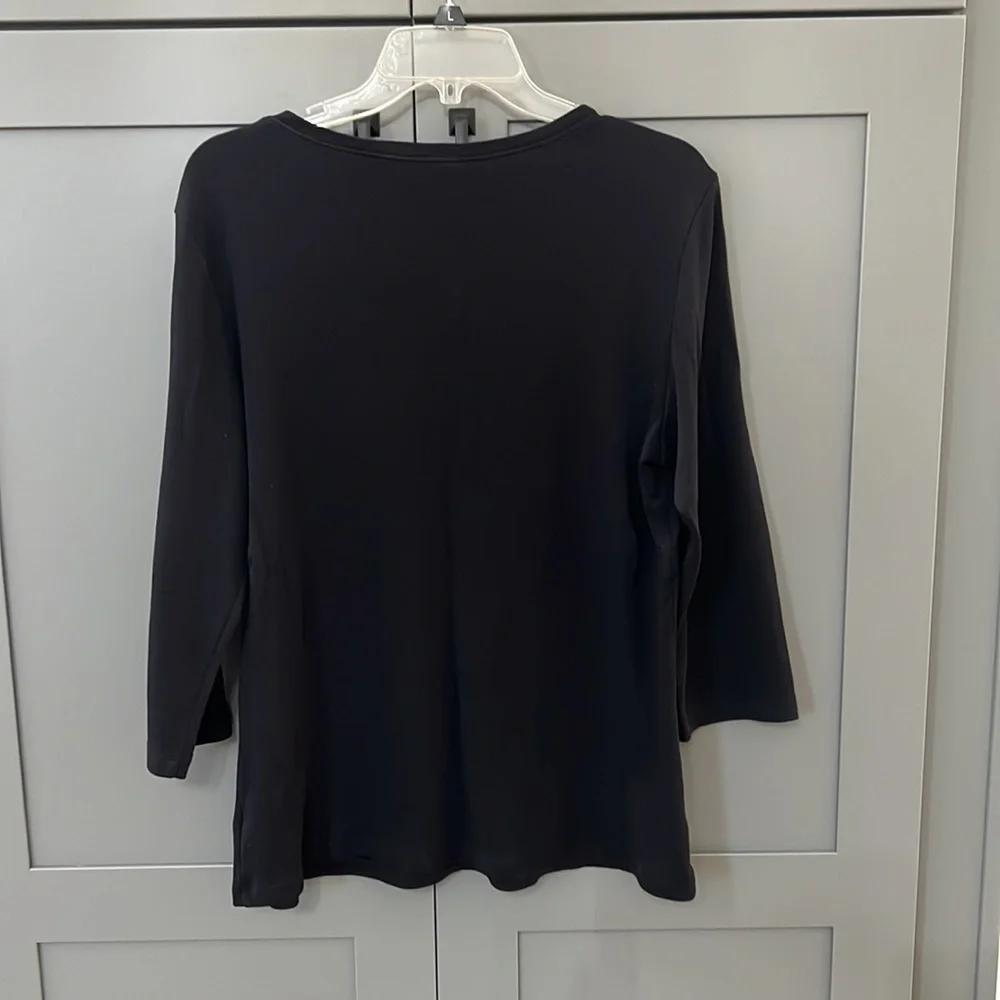 {Karen Scott}Women’s Sz 0X Black 3/4 Sleeve T-shirt - Picture 3 of 6